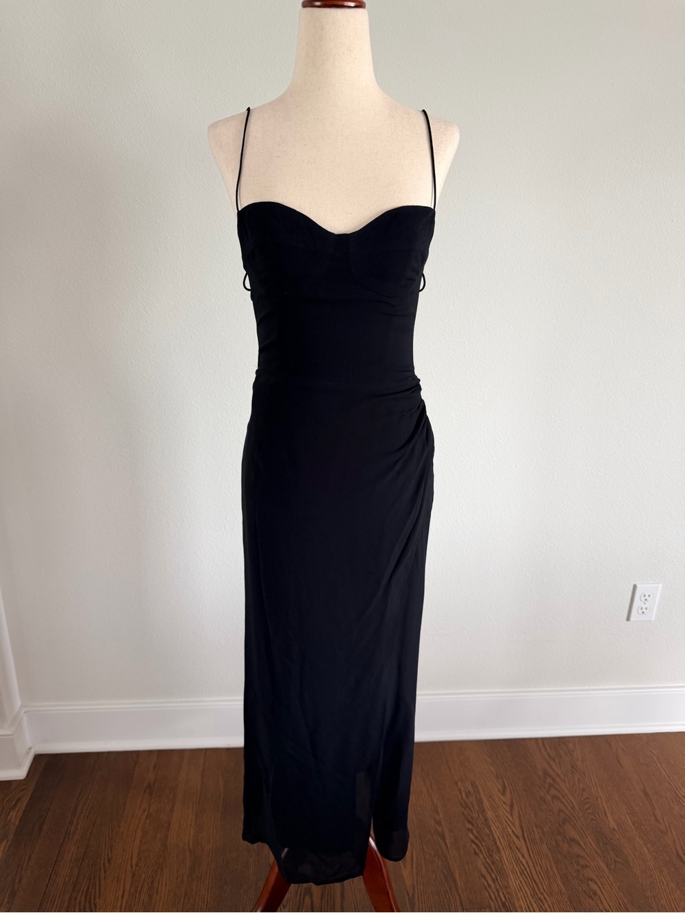 Reformation Black Spaghetti Strap Midi Dress